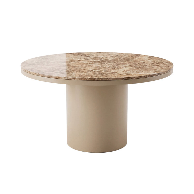 PTMD Collection Lunaro Beige dark marble eettafel marmer rond