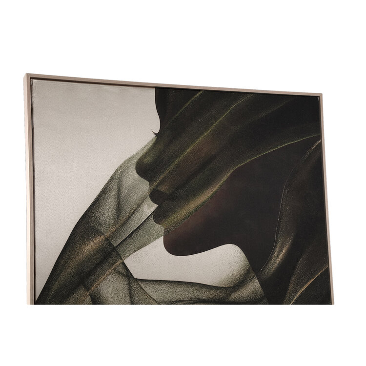 PTMD Collection Jilla Dark Green Elegant Woman wandpaneel canvas rechthoek frame