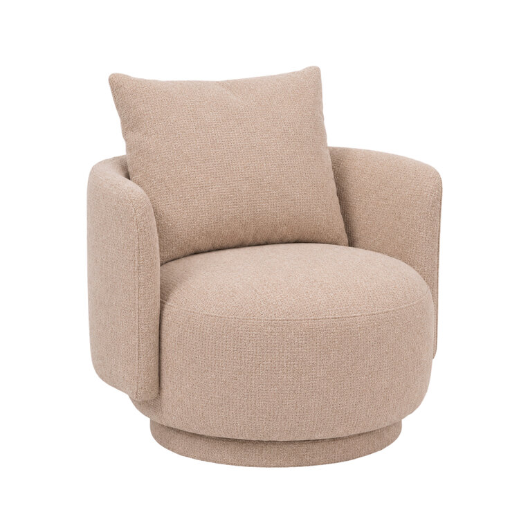 PTMD Collection Elin Beige Loungestoel Fauteuil rond opulence draaibaar