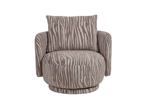 PTMD Collection Elin Wavy Lines Loungestoel Fauteuil rond bruin beige draaibaar