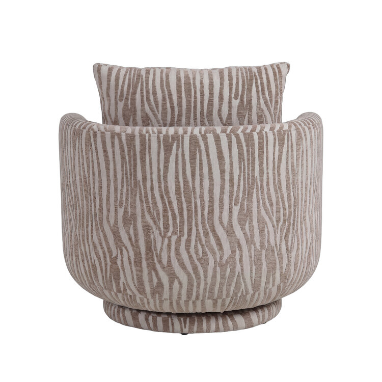 PTMD Collection Elin Wavy Lines Loungestoel Fauteuil rond bruin beige draaibaar