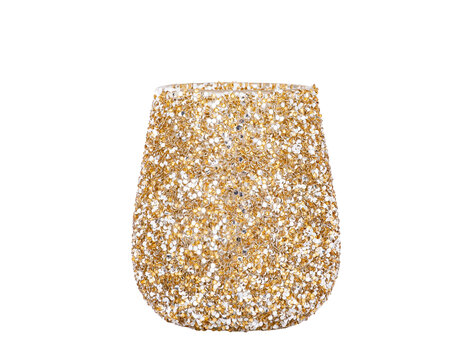 PTMD Collection Ingra Gold Windlicht glas met kraaltjes Large