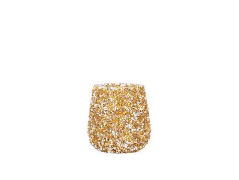 PTMD Collection Ingra Gold Theelicht glas met kraaltjes