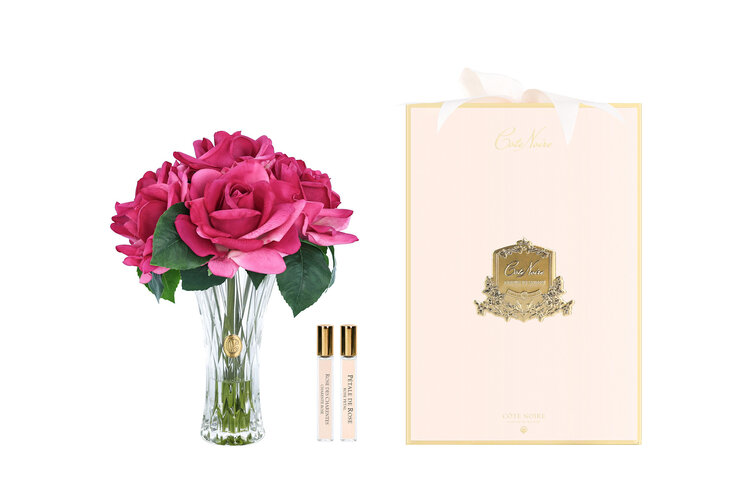 Côte Noire Luxury Charente Seven Magenta Roses Bouquet Pink Box