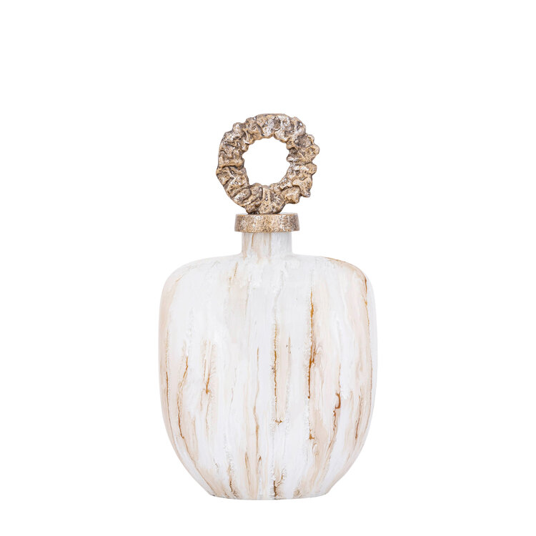 PTMD Collection Alashia Beige decoratie object fles ovaal glas aluminium Medium