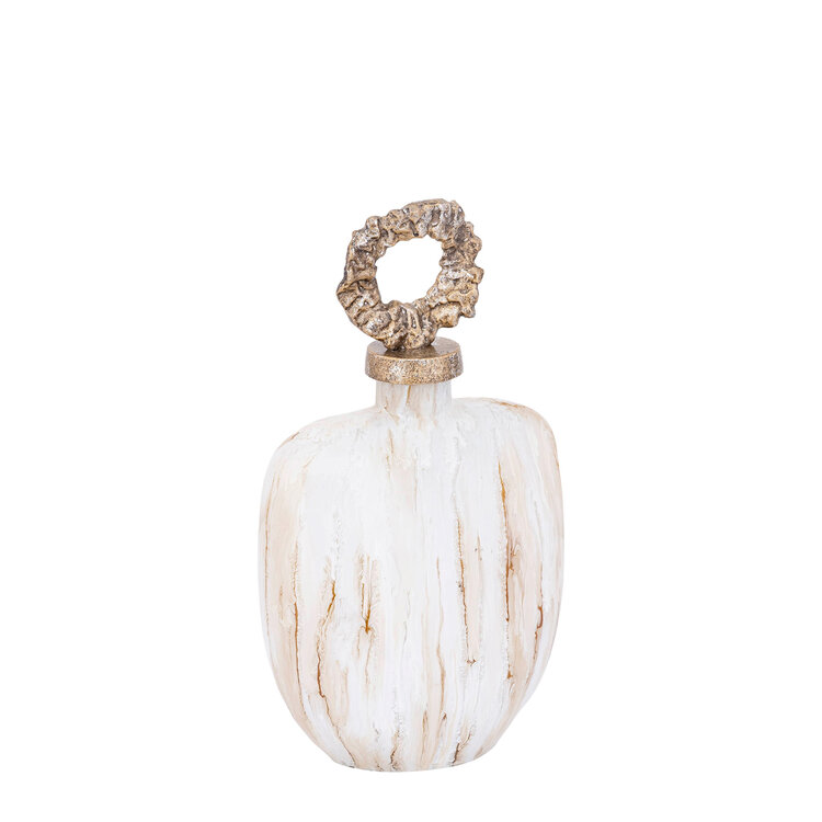 PTMD Collection Alashia Beige decoratie object fles ovaal glas aluminium Medium