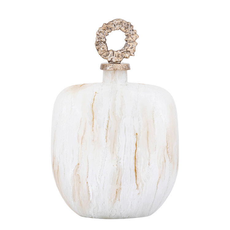 PTMD Collection Alashia Beige decoratie object fles ovaal glas aluminium Large