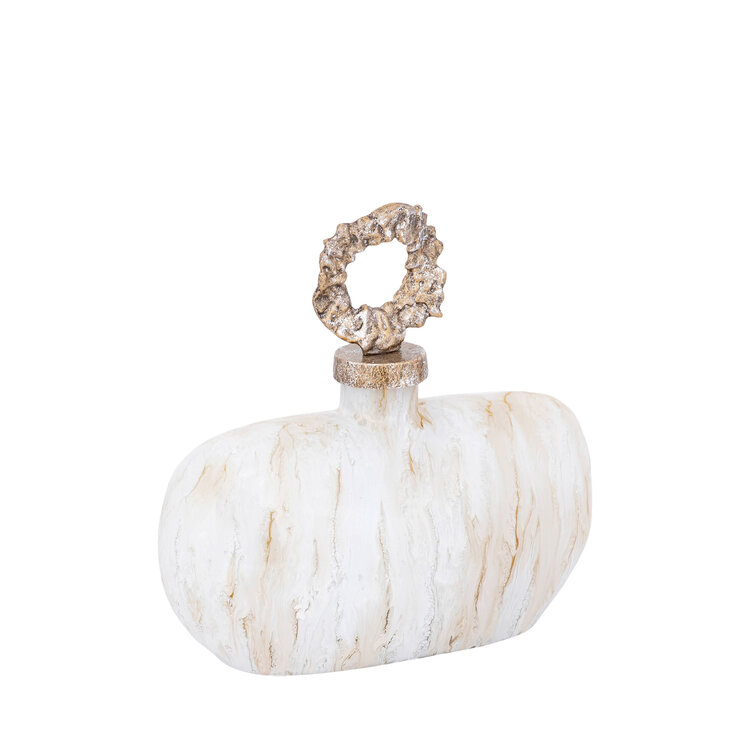 PTMD Collection Alashia Beige decoratie object fles ovaal glas aluminium Small