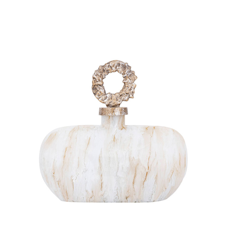 PTMD Collection Alashia Beige decoratie object fles ovaal glas aluminium Small