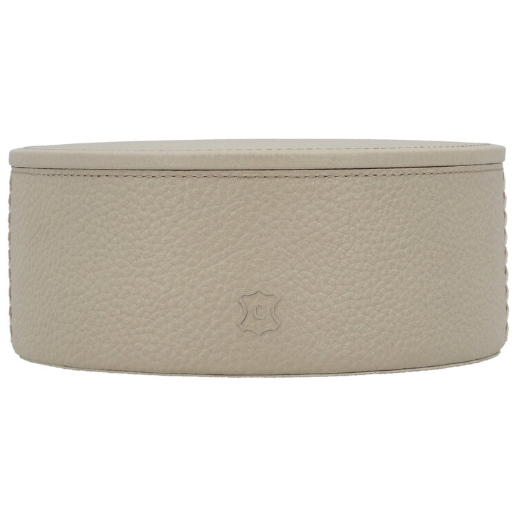 Chamada Opbergdoos effen leer rond Lauren small beige