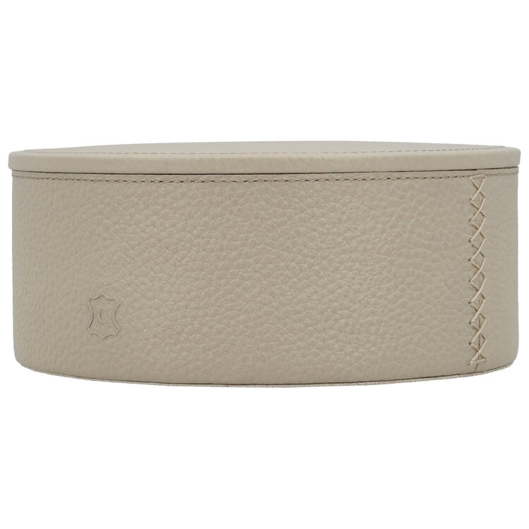 Chamada Opbergdoos effen leer rond Lauren small beige