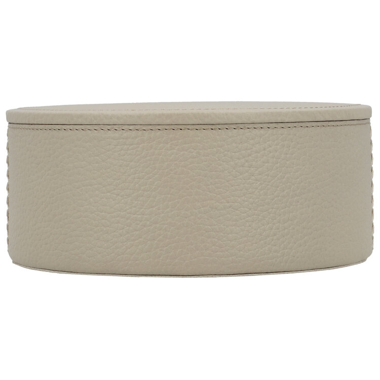 Chamada Opbergdoos effen leer rond Lauren small beige