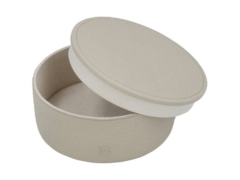 Chamada Opbergdoos effen leer rond Lauren small beige