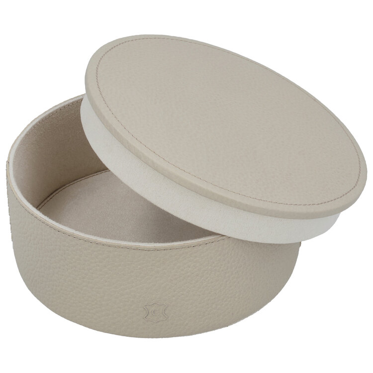 Chamada Opbergdoos effen leer rond Lauren small beige