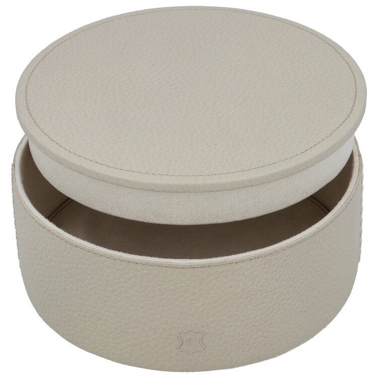 Chamada Opbergdoos effen leer rond Lauren small beige