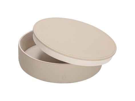 Chamada Opbergdoos effen leer rond Lauren medium beige