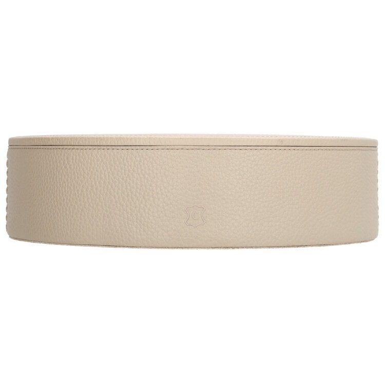 Chamada Opbergdoos effen leer rond Lauren medium beige
