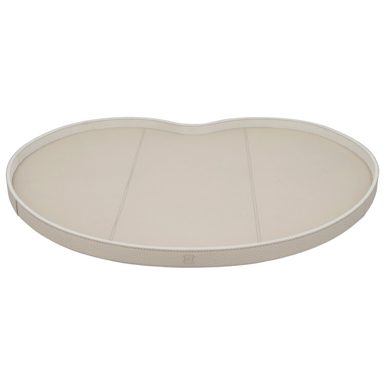 Chamada Decoratief dienblad effen leren Kidney tray Esther beige XL