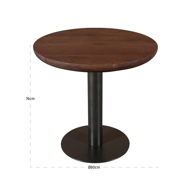 Richmond Interiors Bistrotafel Baldwin Spice Brown Bruin Mangohout Rond Ø80 cm