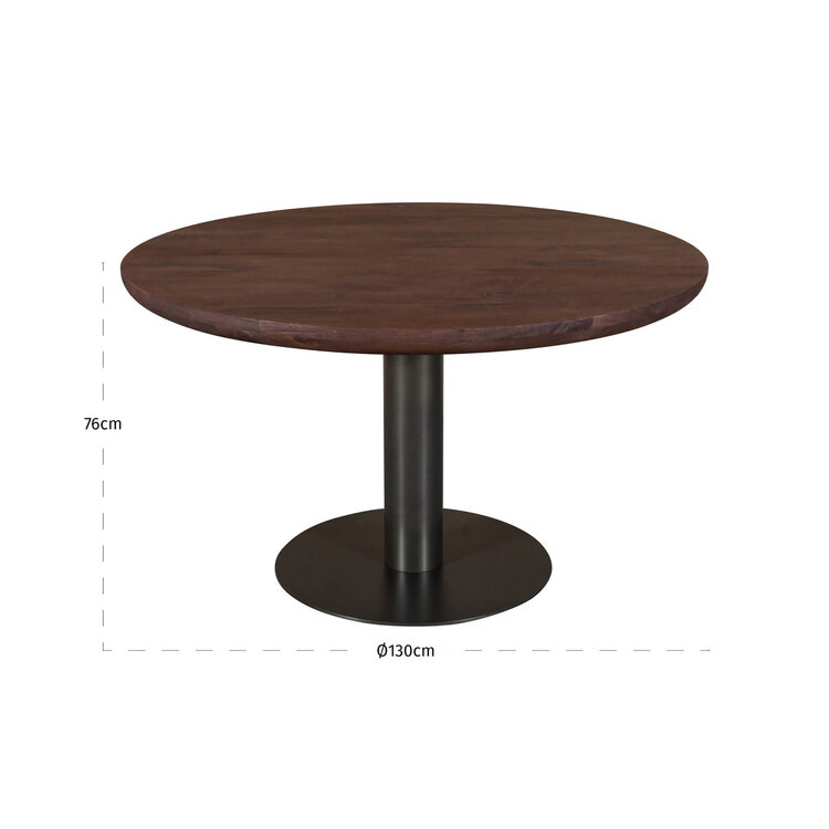 Richmond Interiors Eettafel Baldwin Spice Brown Bruin Mangohout Rond Ø130 cm