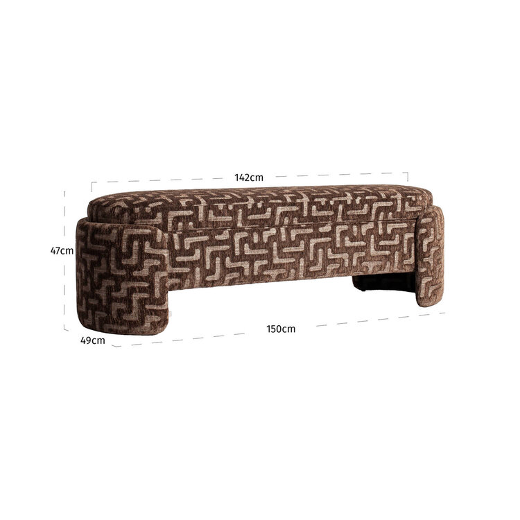 Richmond Interiors Bankje Cupid brown labyrinth met opbergruimte