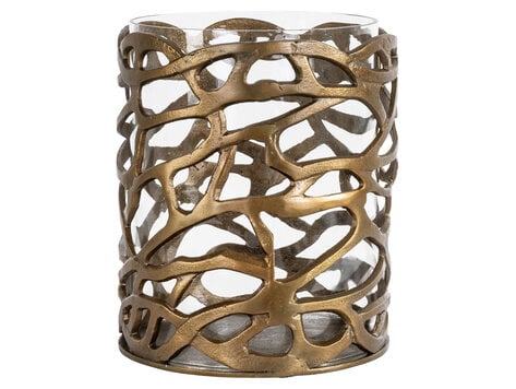 Richmond Interiors Windlicht Mase brass antique aluminium glas rond