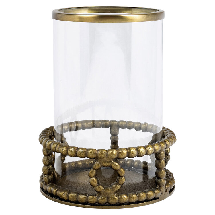 Richmond Interiors Windlicht Mile brass antique aluminium glas rond