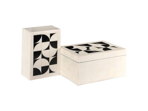 Richmond Interiors Opbergdoos Flake white Set van 2