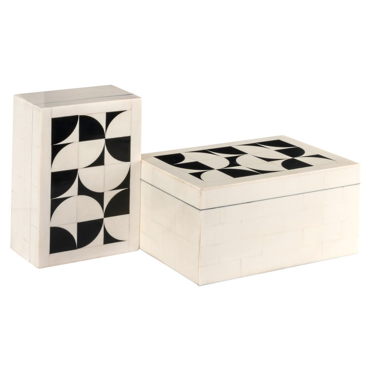 Richmond Interiors Opbergdoos Flake white Set van 2