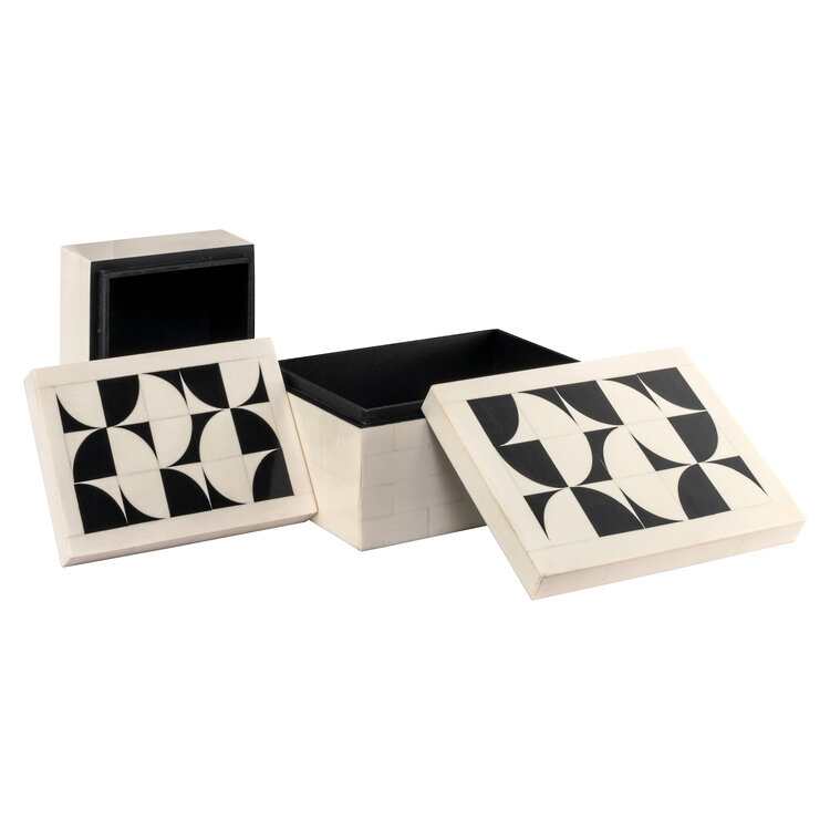 Richmond Interiors Opbergdoos Flake white Set van 2