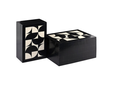 Richmond Interiors Opbergdoos Rae black white Set van 2