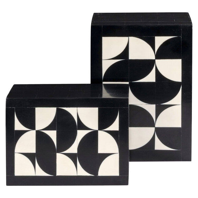 Richmond Interiors Opbergdoos Rae black white Set van 2