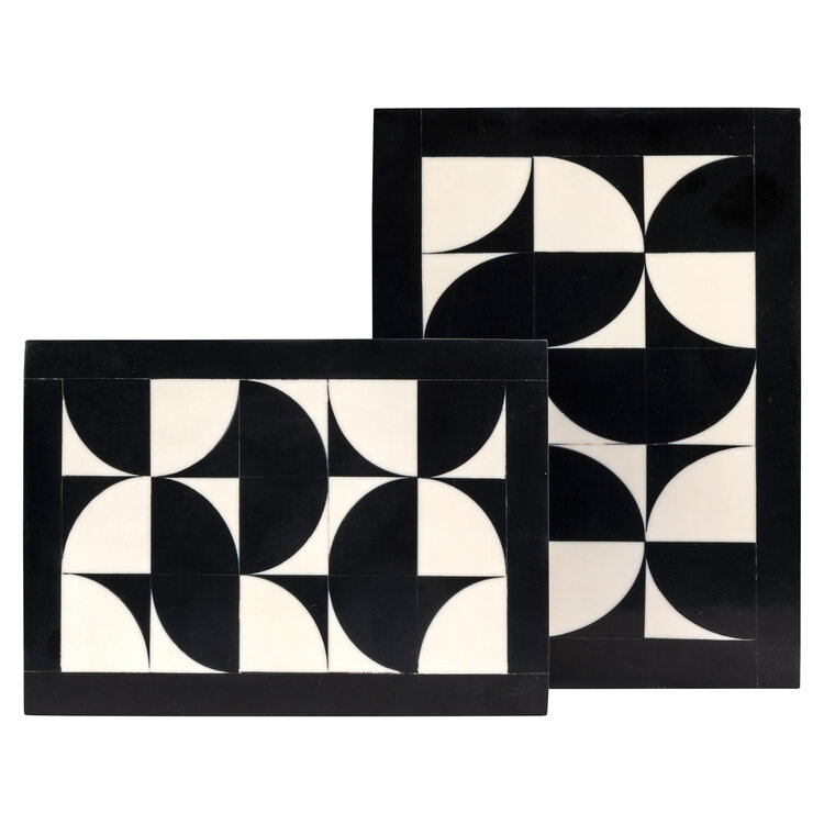Richmond Interiors Opbergdoos Rae black white Set van 2
