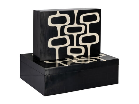 Richmond Interiors Opbergdoos Lux black white Set van 2