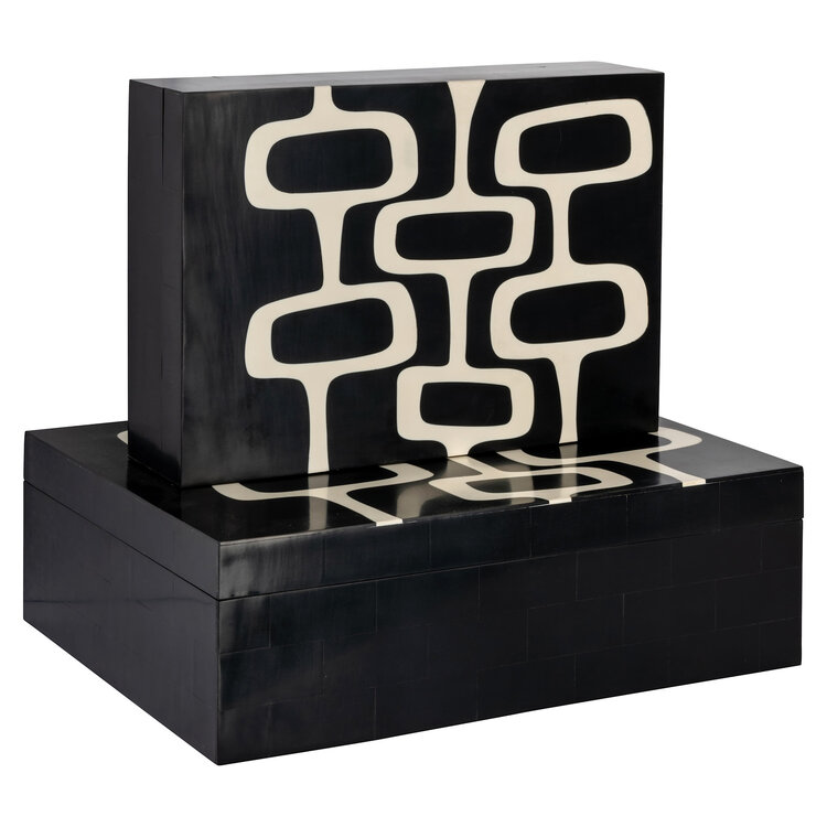 Richmond Interiors Opbergdoos Lux black white Set van 2