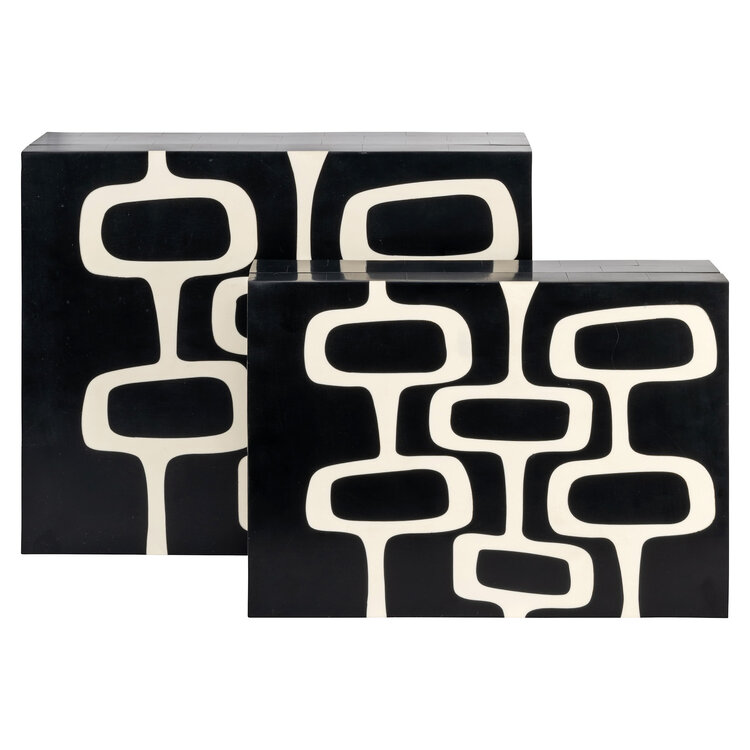 Richmond Interiors Opbergdoos Lux black white Set van 2