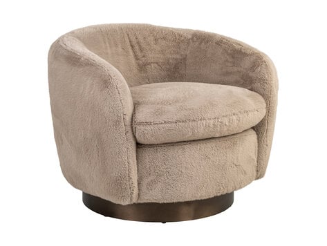 Richmond Interiors Lounge stoel Fauteuil Colmar khaki fluffy draaibaar