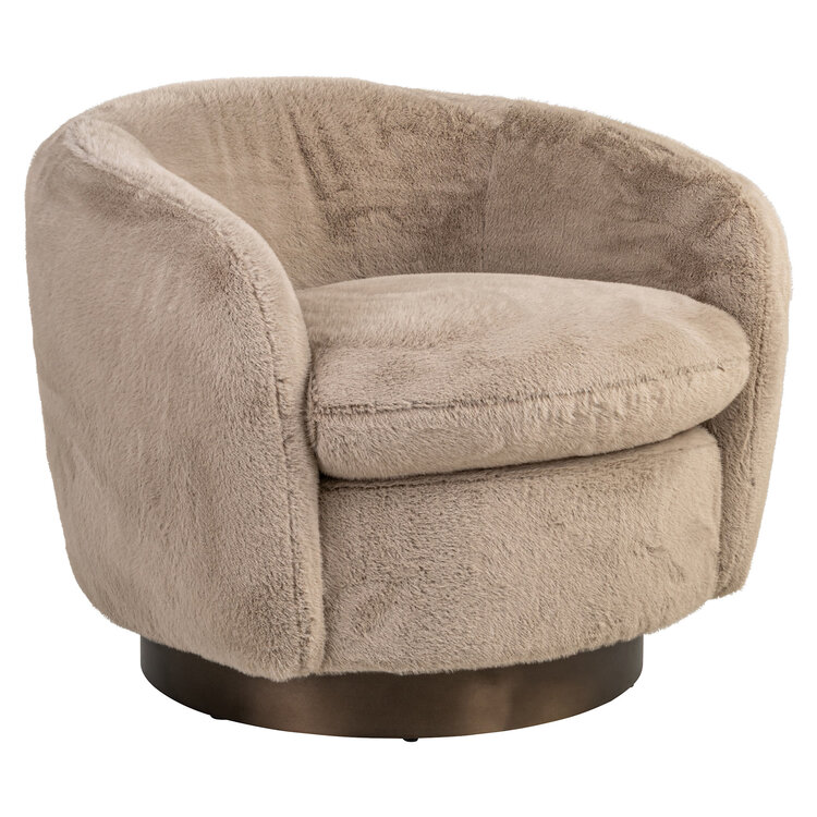 Richmond Interiors Lounge stoel Fauteuil Colmar khaki fluffy draaibaar