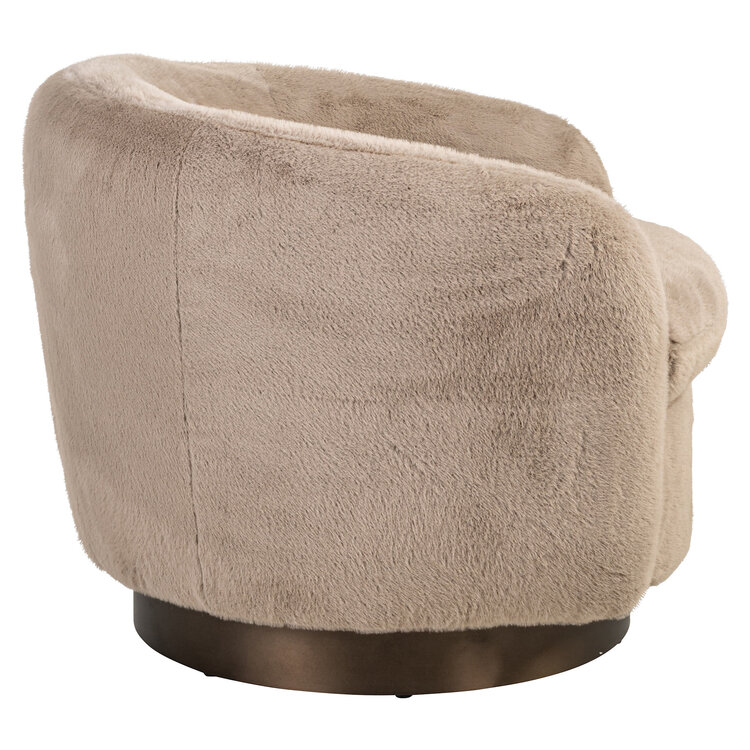 Richmond Interiors Lounge stoel Fauteuil Colmar khaki fluffy draaibaar