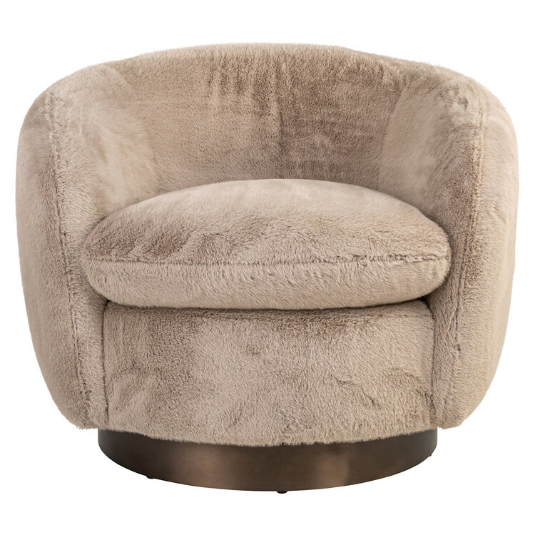 Richmond Interiors Lounge stoel Fauteuil Colmar khaki fluffy draaibaar