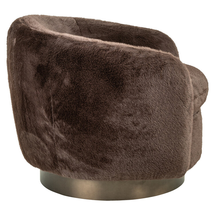 Richmond Interiors Lounge stoel Fauteuil Colmar chocolat fluffy draaibaar