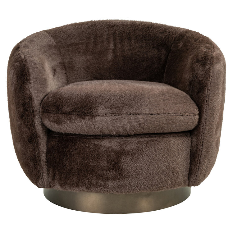 Richmond Interiors Lounge stoel Fauteuil Colmar chocolat fluffy draaibaar