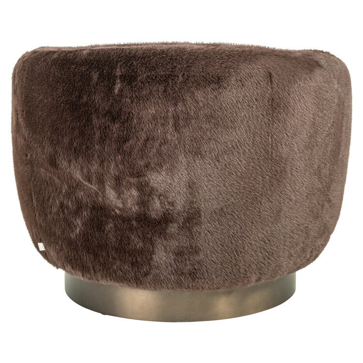 Richmond Interiors Lounge stoel Fauteuil Colmar chocolat fluffy draaibaar
