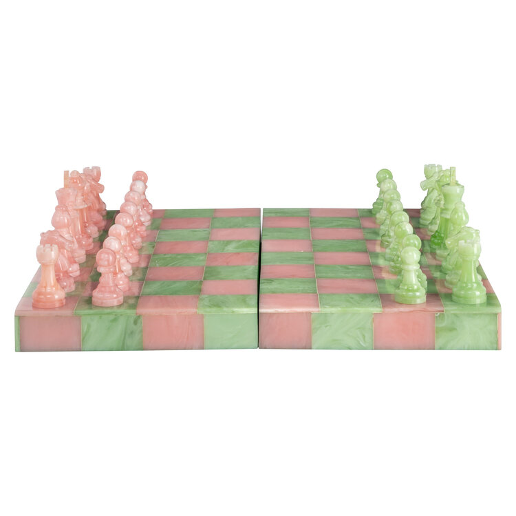 Richmond Interiors Decoratief schaakspel Azalea pink green