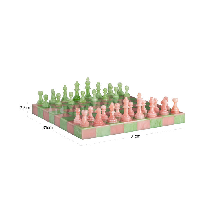 Richmond Interiors Decoratief schaakspel Azalea pink green