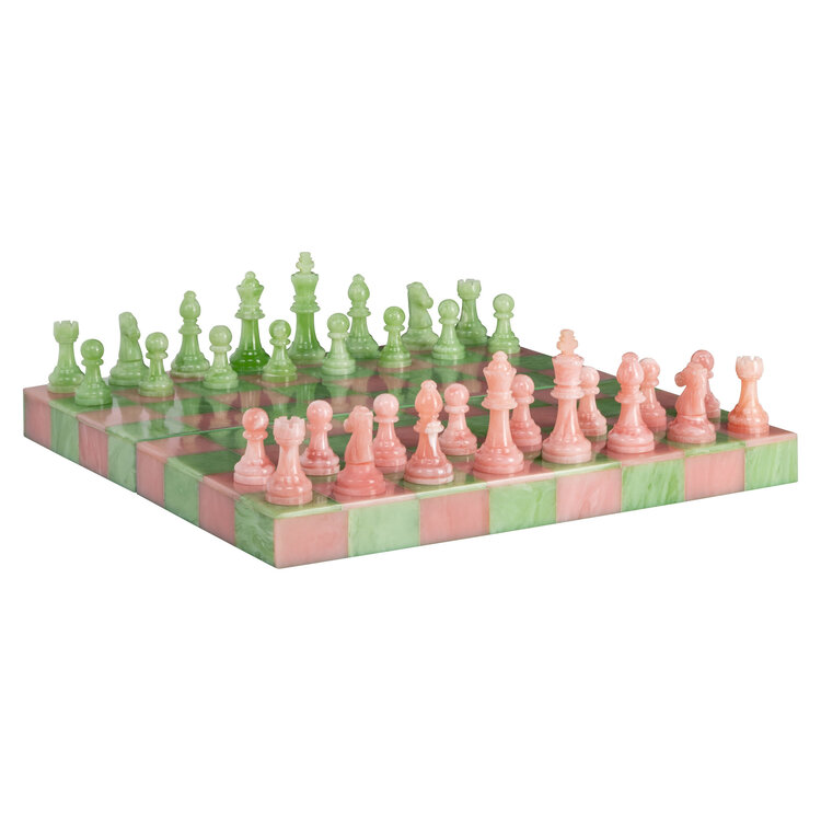 Richmond Interiors Decoratief schaakspel Azalea pink green