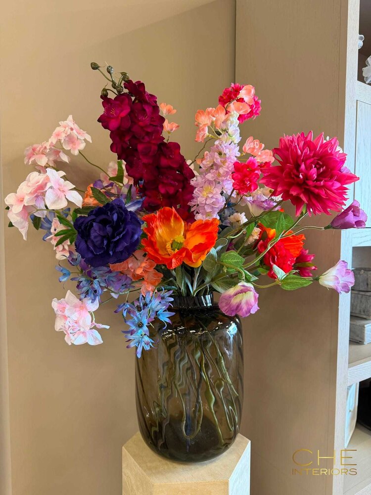 Boeket kunstbloemen met vaas Elora groot