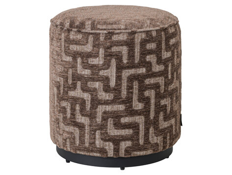 Richmond Interiors Poef voetenbankje Lexie Brown Labyrinth Ø45 cm