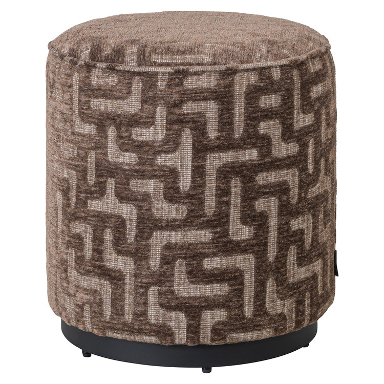 Richmond Interiors Poef voetenbankje Lexie Brown Labyrinth Ø45 cm