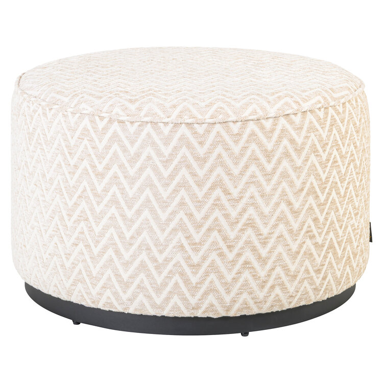 Richmond Interiors Poef voetenbankje Lexie Beige Chevron Ø70 cm